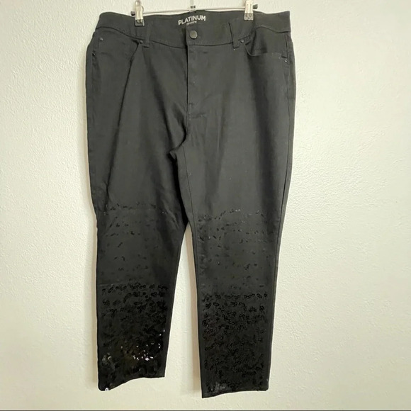 Chicos Platinum Black Denim Sequence​​ - Picture 1 of 5